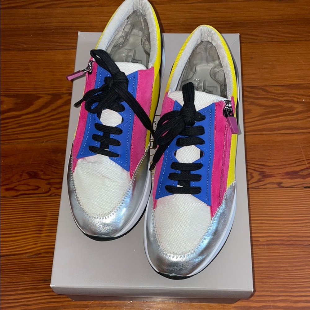 Franco Sarto Yellow and Pink Sneakers